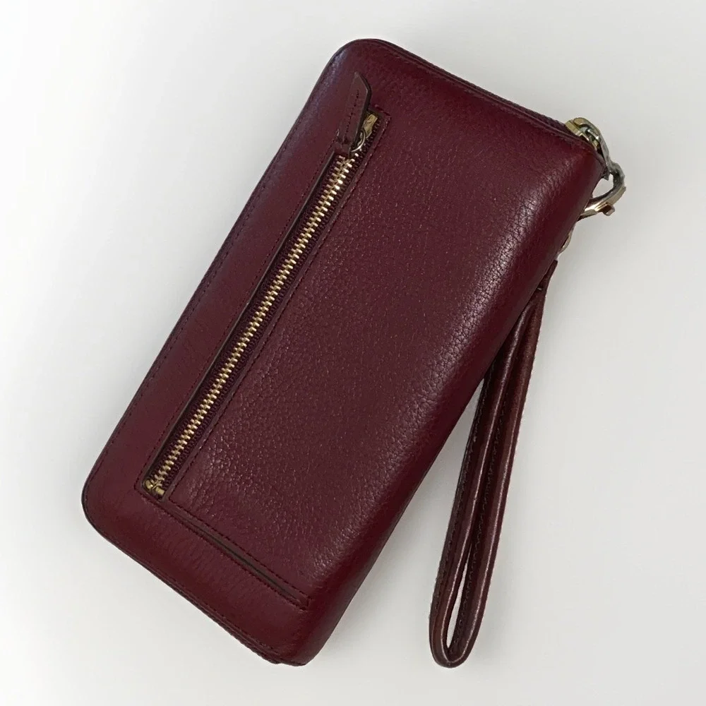 Fossil Tara Wine Burgundy Red Clutch Zip Around Wallet
